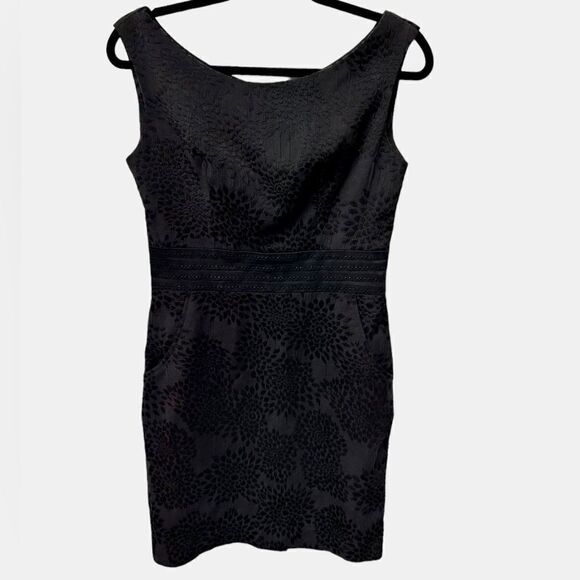 Black Two Toned Floral Sleeveless Mini Dress Little Black Dress Date Cocktail - Picture 1 of 5